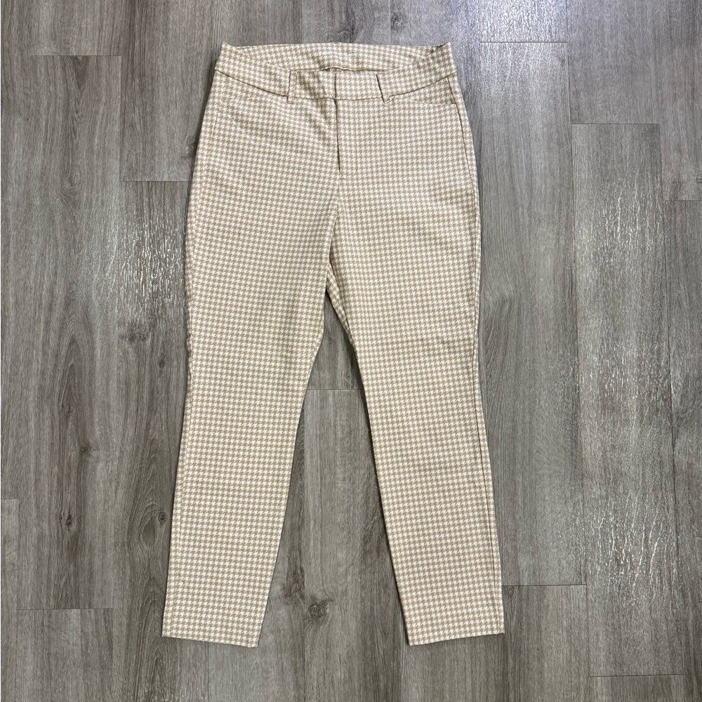Old Navy Pants Women Size 12 Beige Houndstooth Pixie High Rise Skinny Trousers - Picture 1 of 12